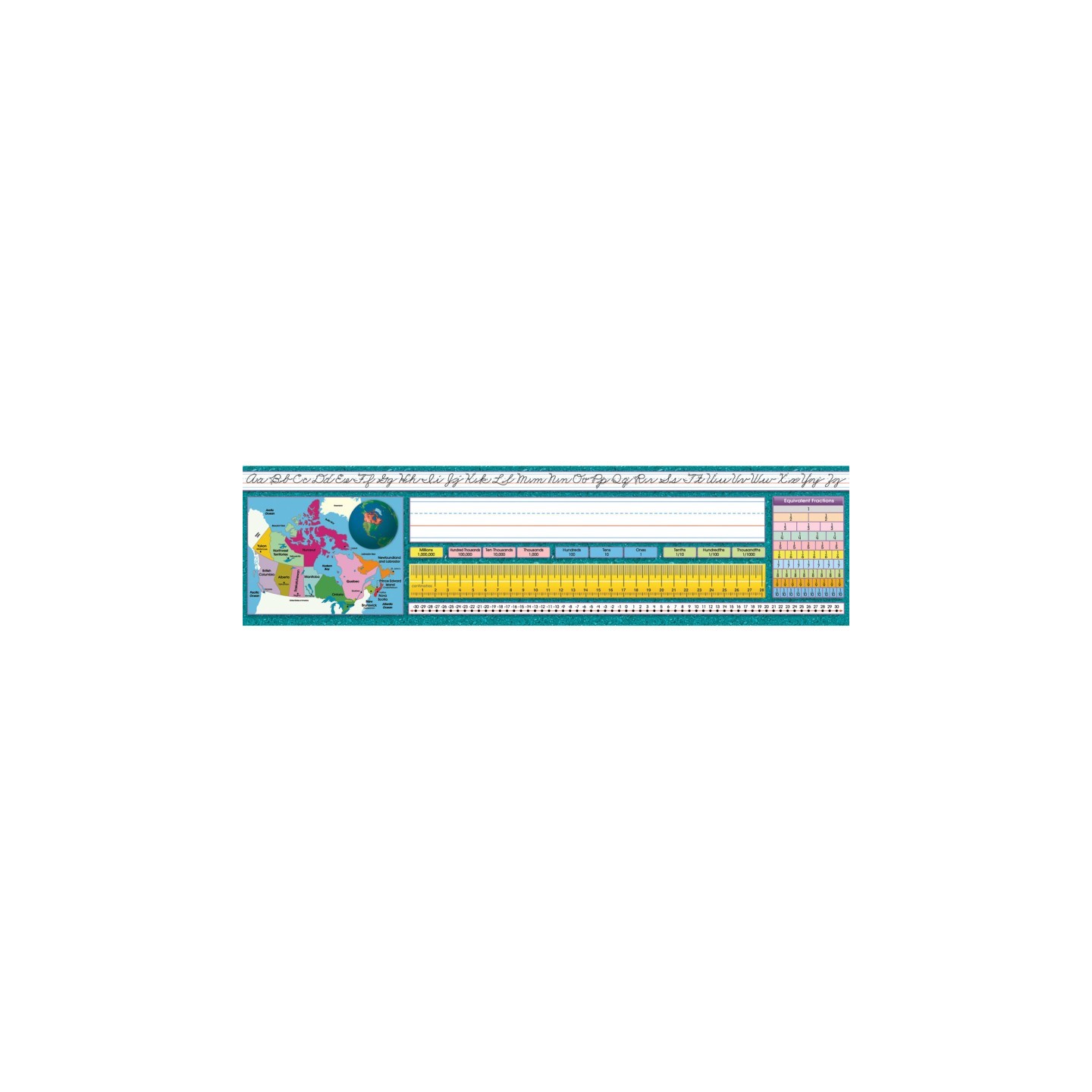 North Star Teacher Resources Traditional Cursive Canadian Desk Plates, 19" x 5", Pack of 36