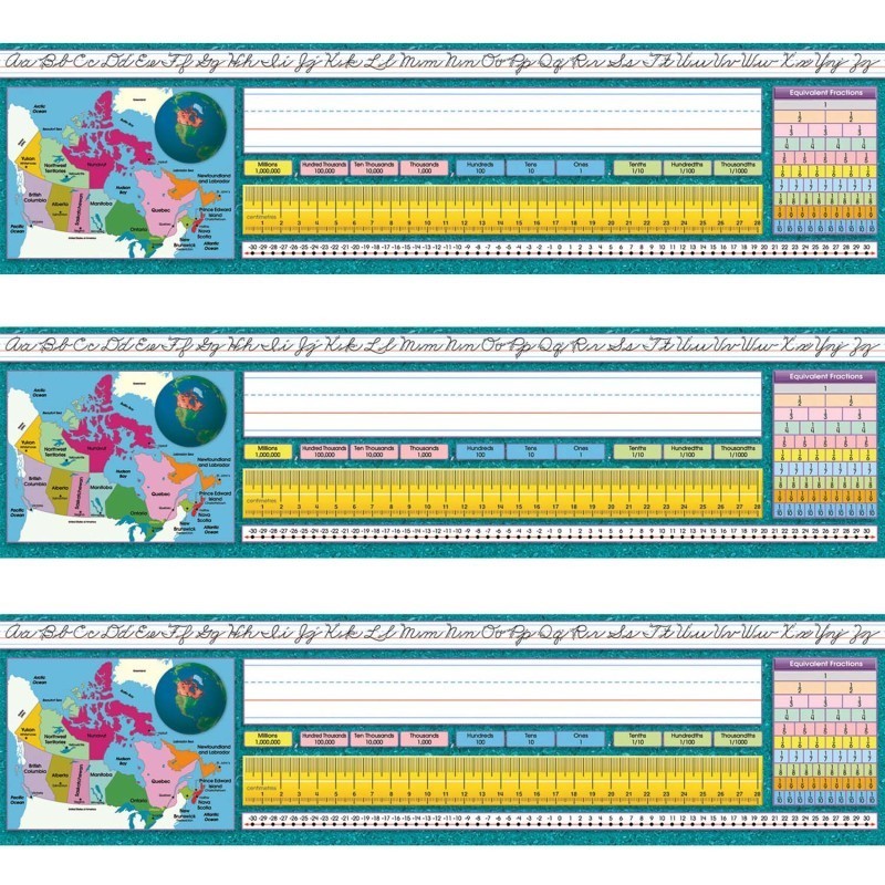 North Star Teacher Resources Canadian Intermediate Traditional Cursive Desk Plates, 36 Per Pack, 3 Packs
