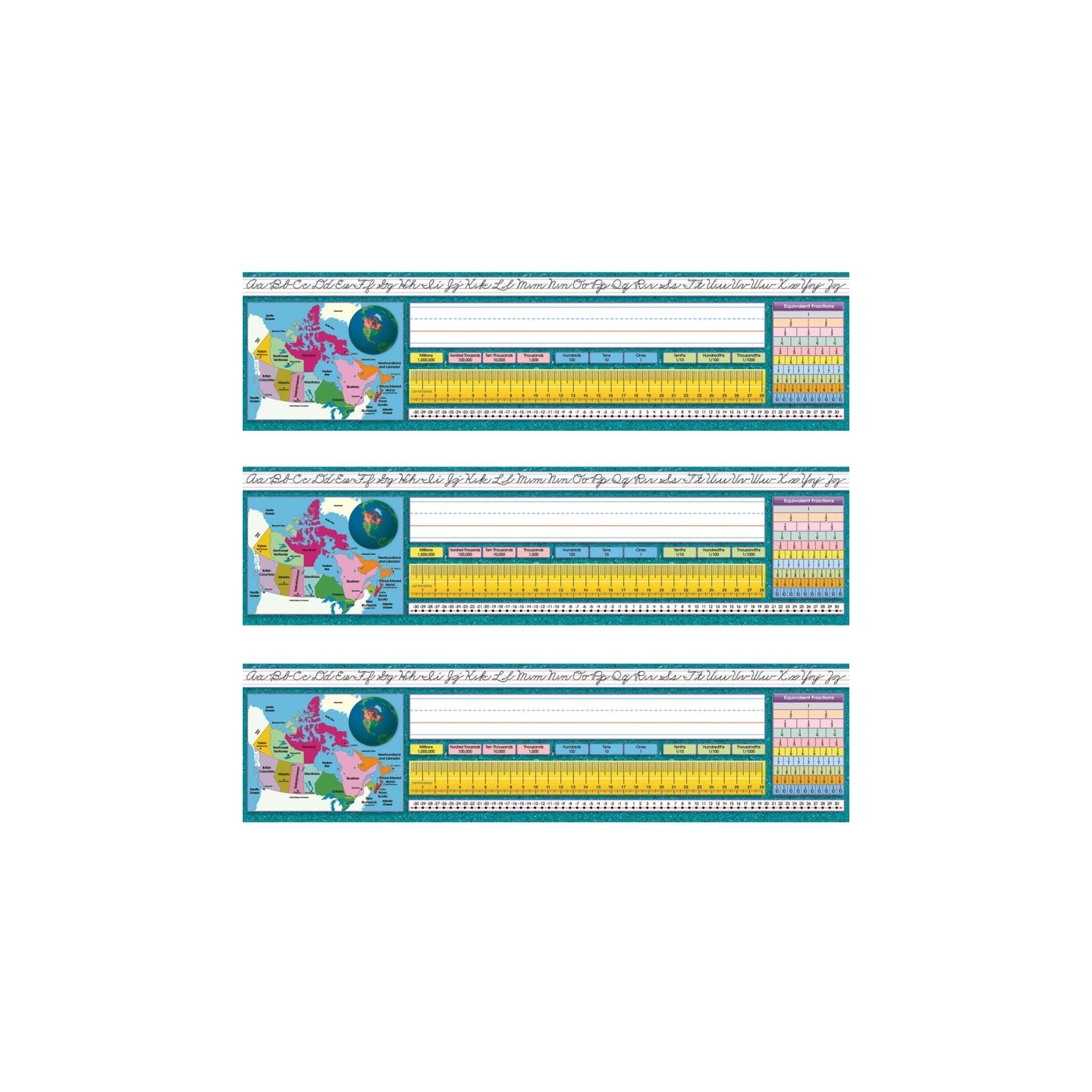 North Star Teacher Resources Canadian Intermediate Traditional Cursive Desk Plates, 36 Per Pack, 3 Packs