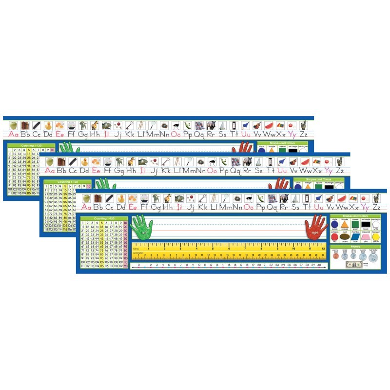 North Star Teacher Resources Primary Traditional Manuscript Counting 1-120 Desk Plates, 36 Per Pack, 3 Packs