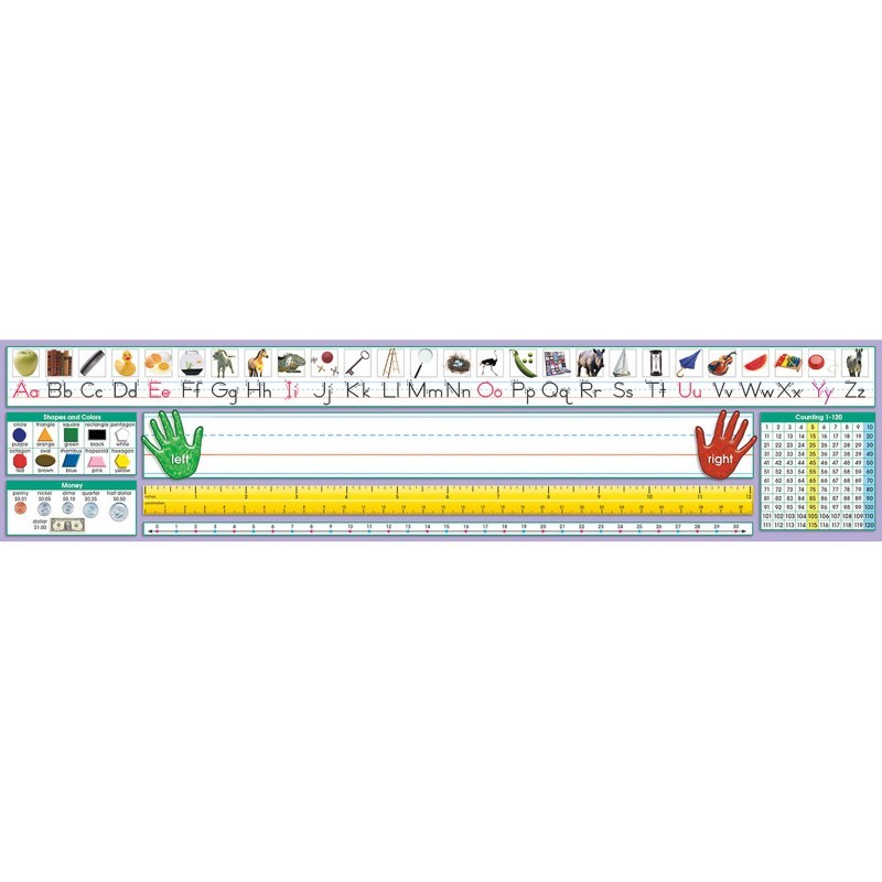 North Star Teacher Resources Adhesive Primary Traditional Manuscript Desk Plates, 17.5" x 4", Pack of 36