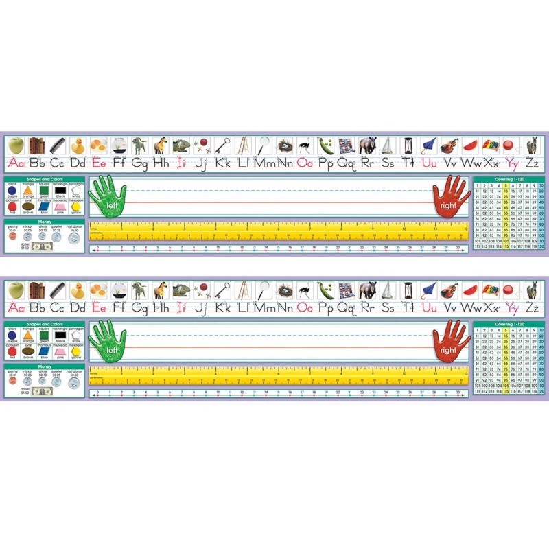 North Star Teacher Resources Adhesive Primary Traditional Manuscript Desk Plates, 17.5" x 4", 36 Per Pack, 2 Packs