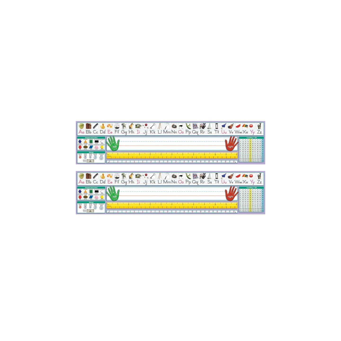 North Star Teacher Resources Adhesive Primary Traditional Manuscript Desk Plates, 17.5" x 4", 36 Per Pack, 2 Packs