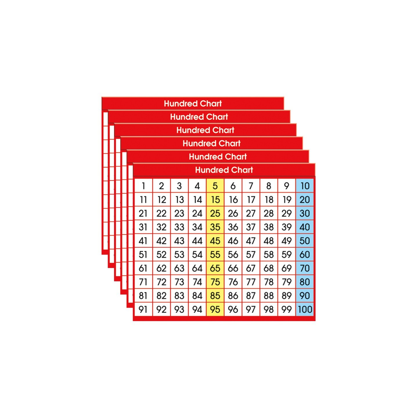 North Star Teacher Resources Hundred Chart Adhesive Desk Plate, 36 Per Pack, 6 Packs