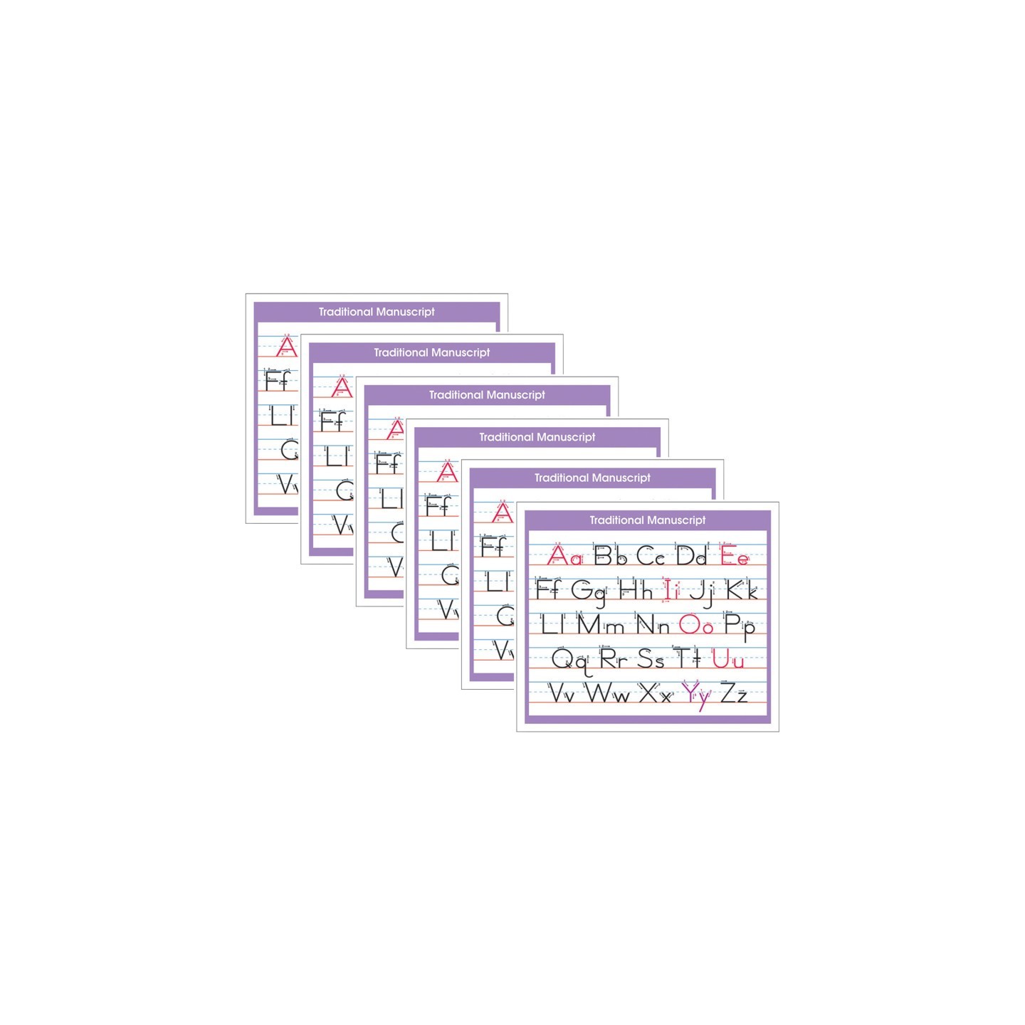 North Star Teacher Resources Adhesive Traditional Manuscript Desk Prompt, 36 Per Pack, 6 Packs