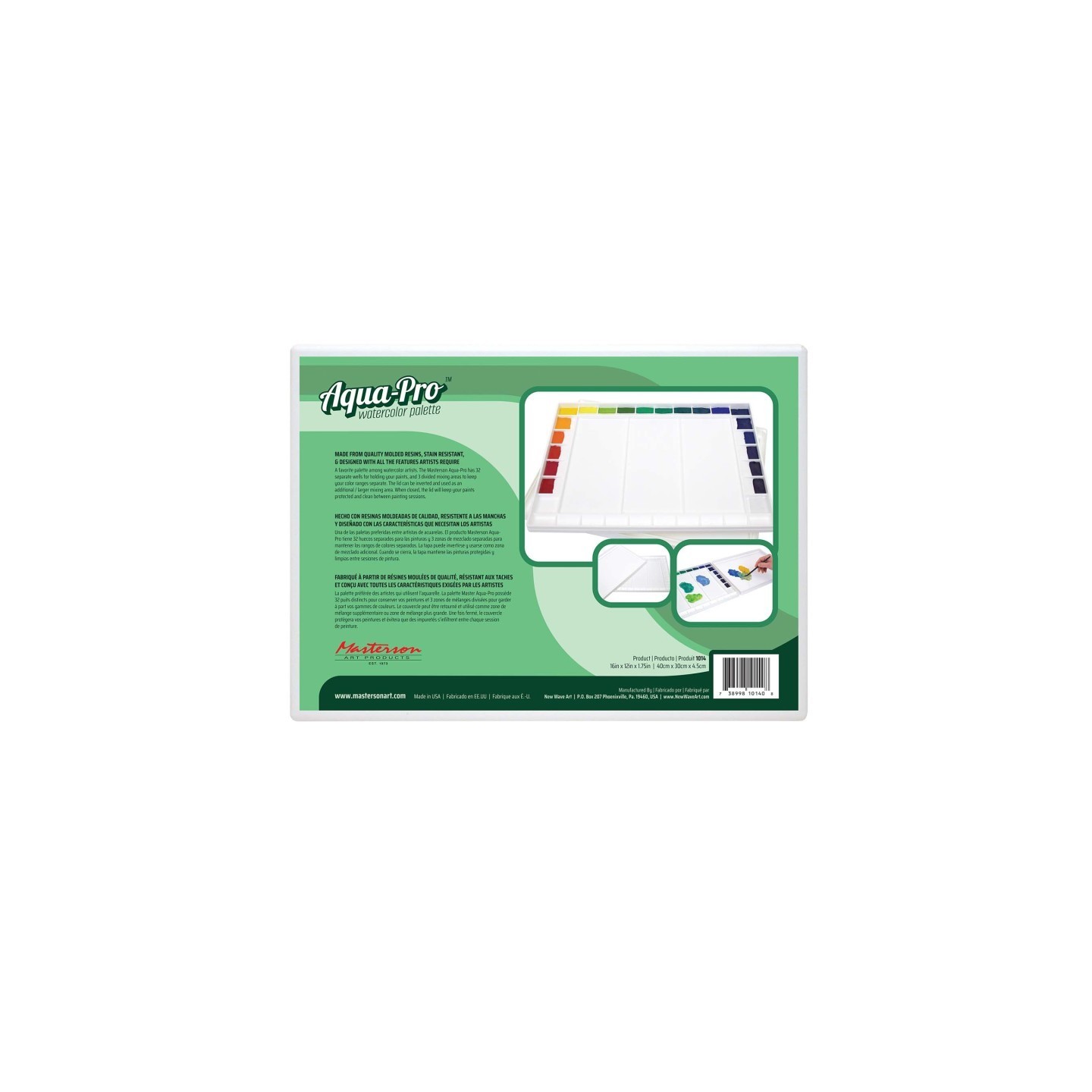 Masterson Art Products Aqua Pro Watercolor Palette, 11.5x15.5 in