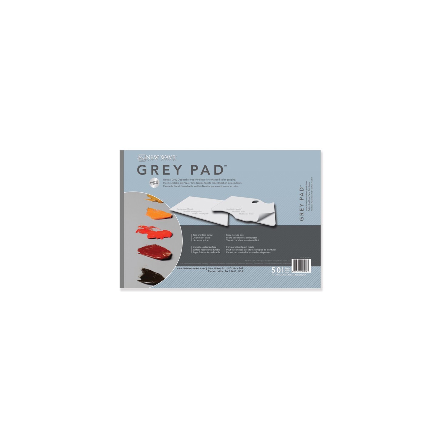 New Wave Art Grey Pad® Rectangular Paper Palette, 11x16 in, 50 Sheets