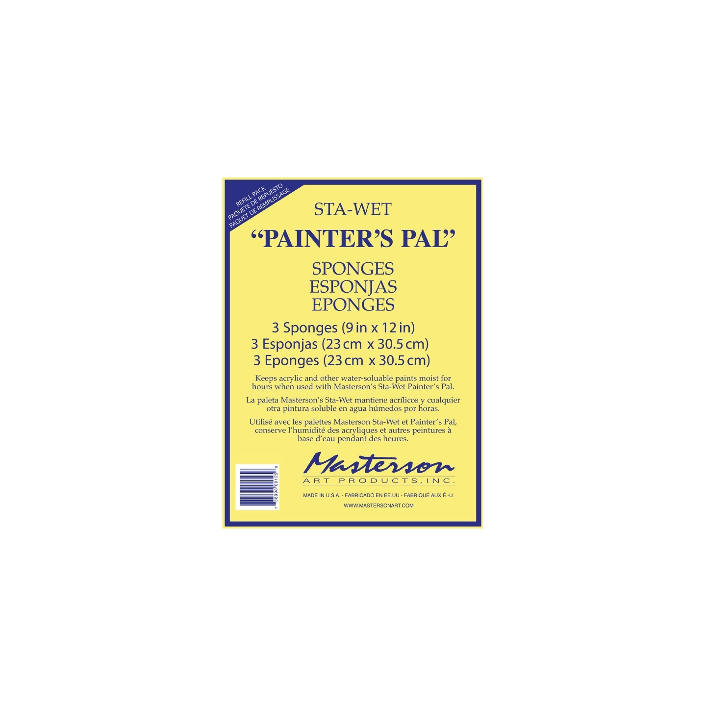 Masterson Art Products Sta-Wet® Painter's Pal Sponge Refills, 9x12 in, Set of 3