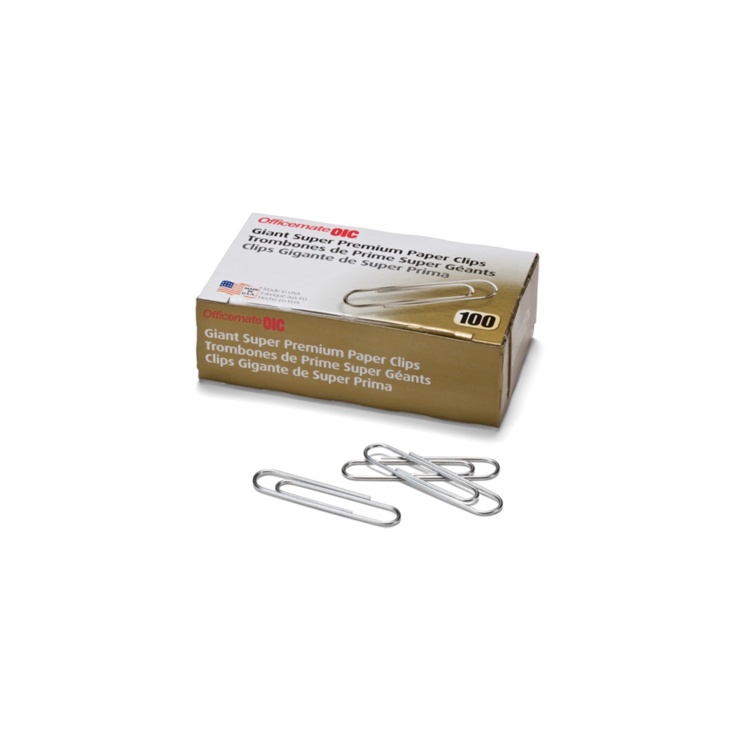 Officemate® Paper Clips, Giant, Super Premium, 100/Box
