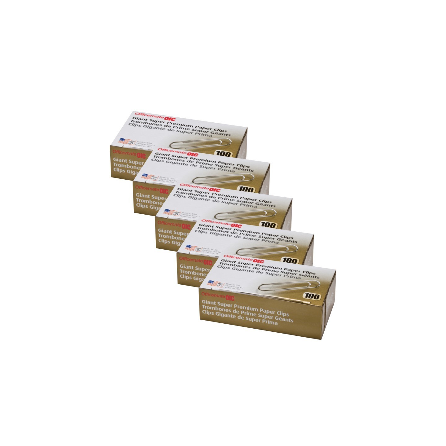 Officemate® Paper Clips, Giant, Super Premium, 100/Box, 5 Boxes