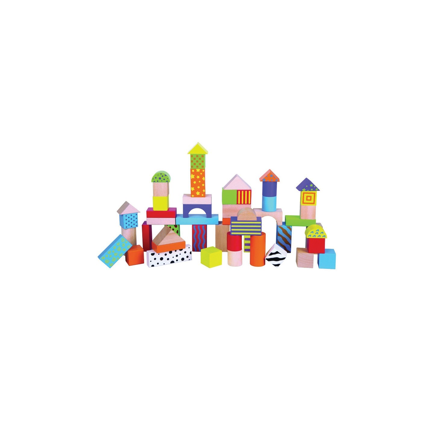 The Original Toy Company Wooden Blocks Building Set, 50 Pieces