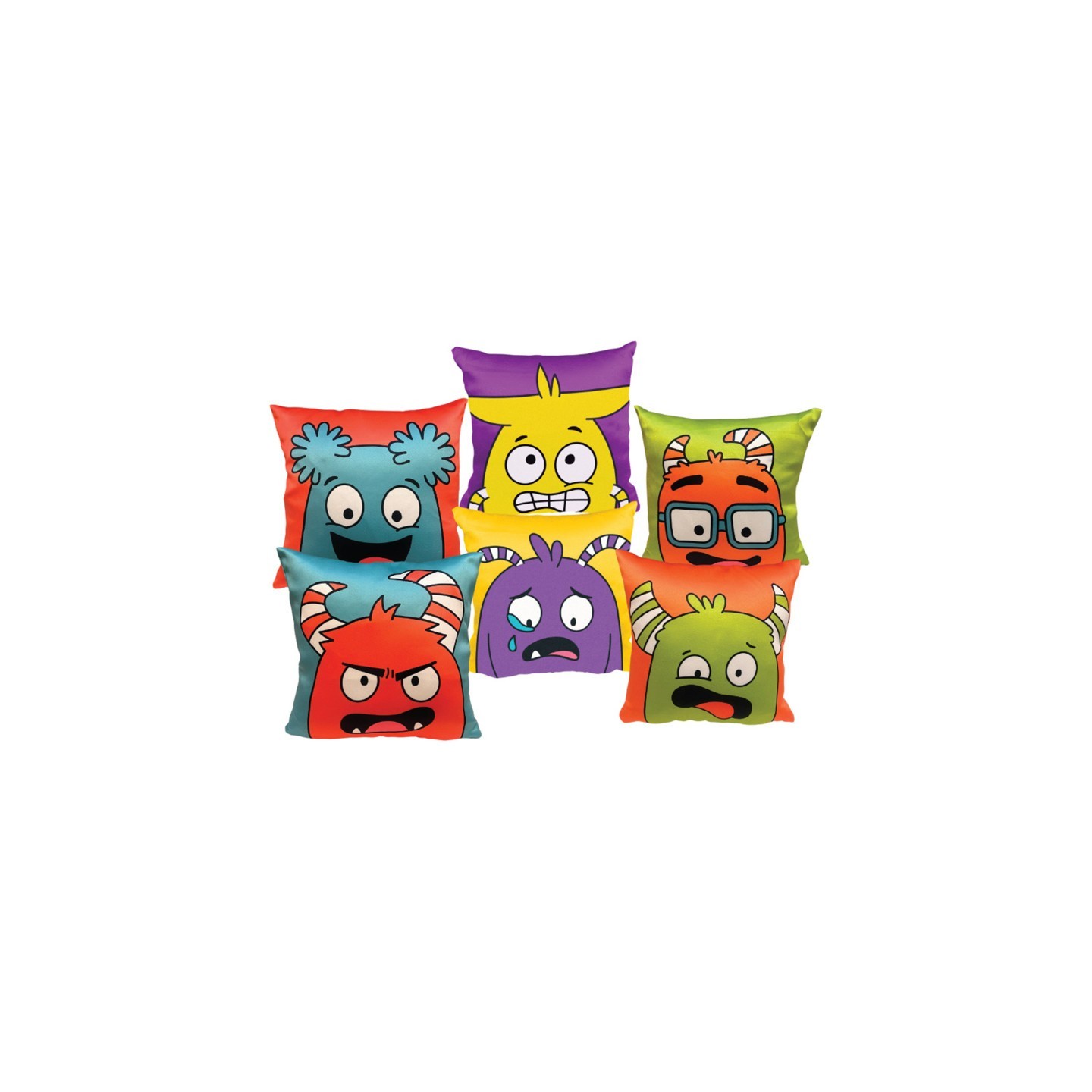 Open the Joy Emotions Pillow 6-Pack (2 Large, 2 Medium, 2 Small), Plush Feeling Faces for Kids