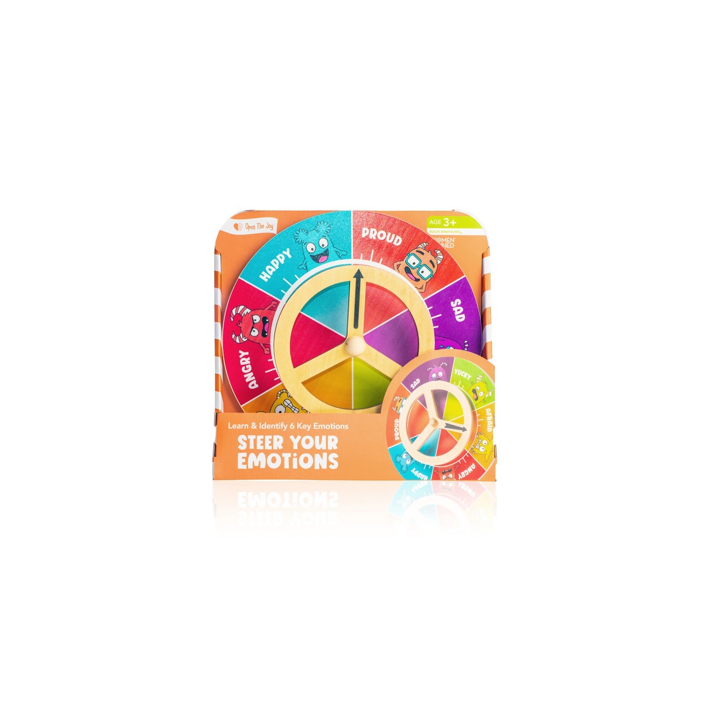 Open the Joy Steer Your Emotions Wheel, Wooden Emotional Regulation Steering Toy for Kids