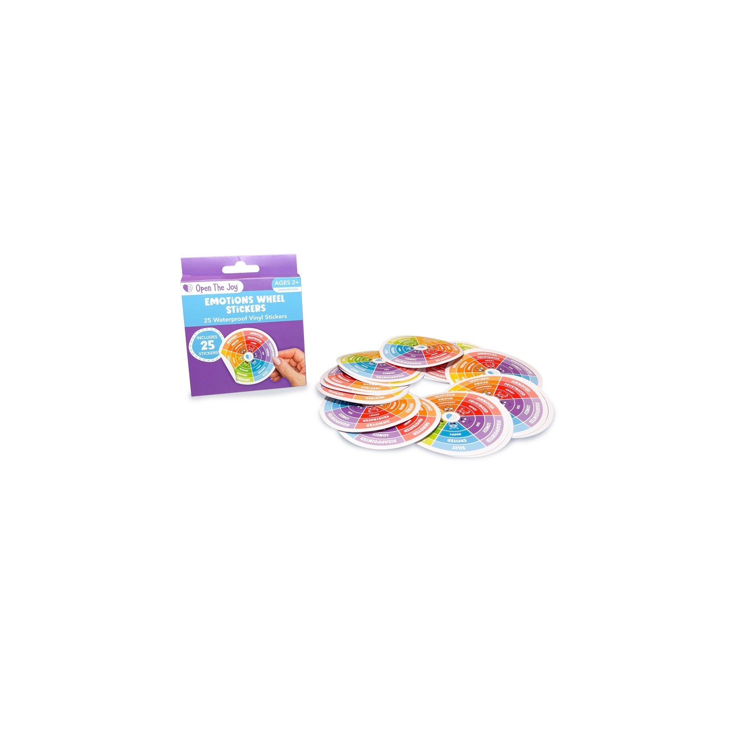 Open the Joy Emotions Wheel Sticker Class Pack, 25 Stickers