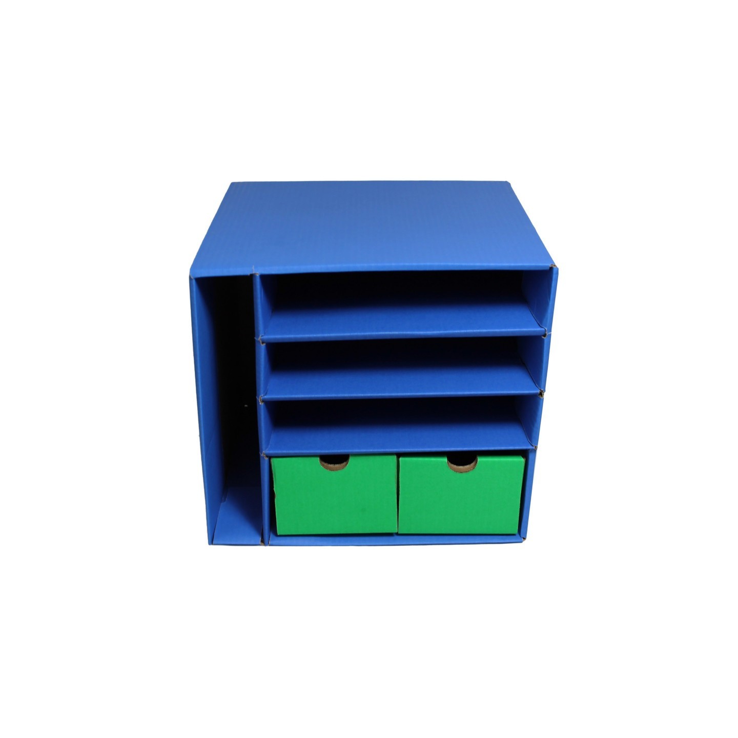 Classroom Keepers® Management Center, 4 Slots, Blue & 2 Drawers, Green, 12-3/8"H x 13-1/2"W x 12-3/8"D