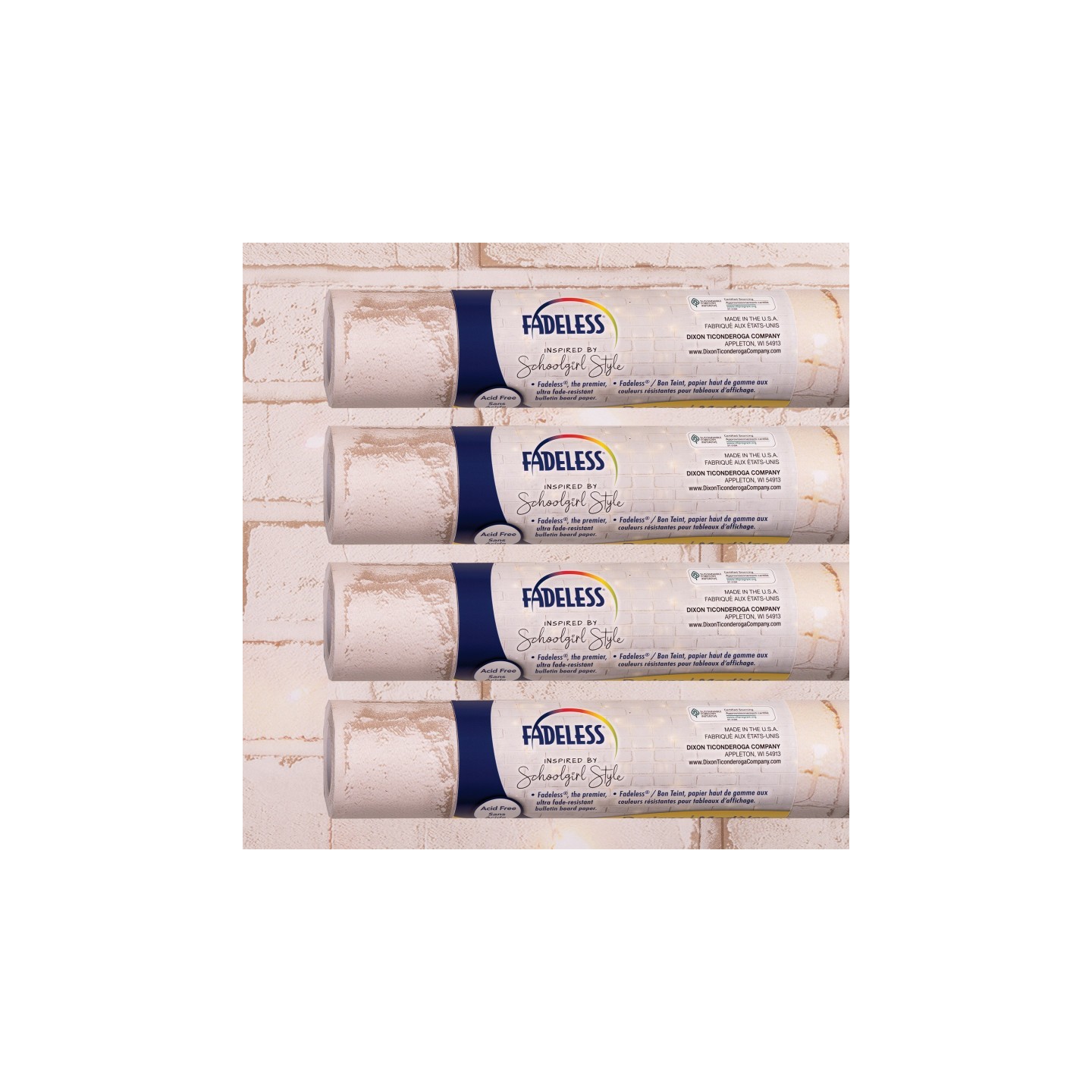 Fadeless® Schoolgirl Style Bulletin Board Paper, 48" x 12', Cozy Vibes, 4 Rolls