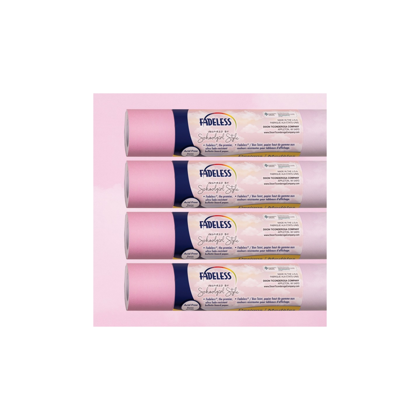 Fadeless® Schoolgirl Style Bulletin Board Paper, 48" x 12', Wildest Dreams, 4 Rolls