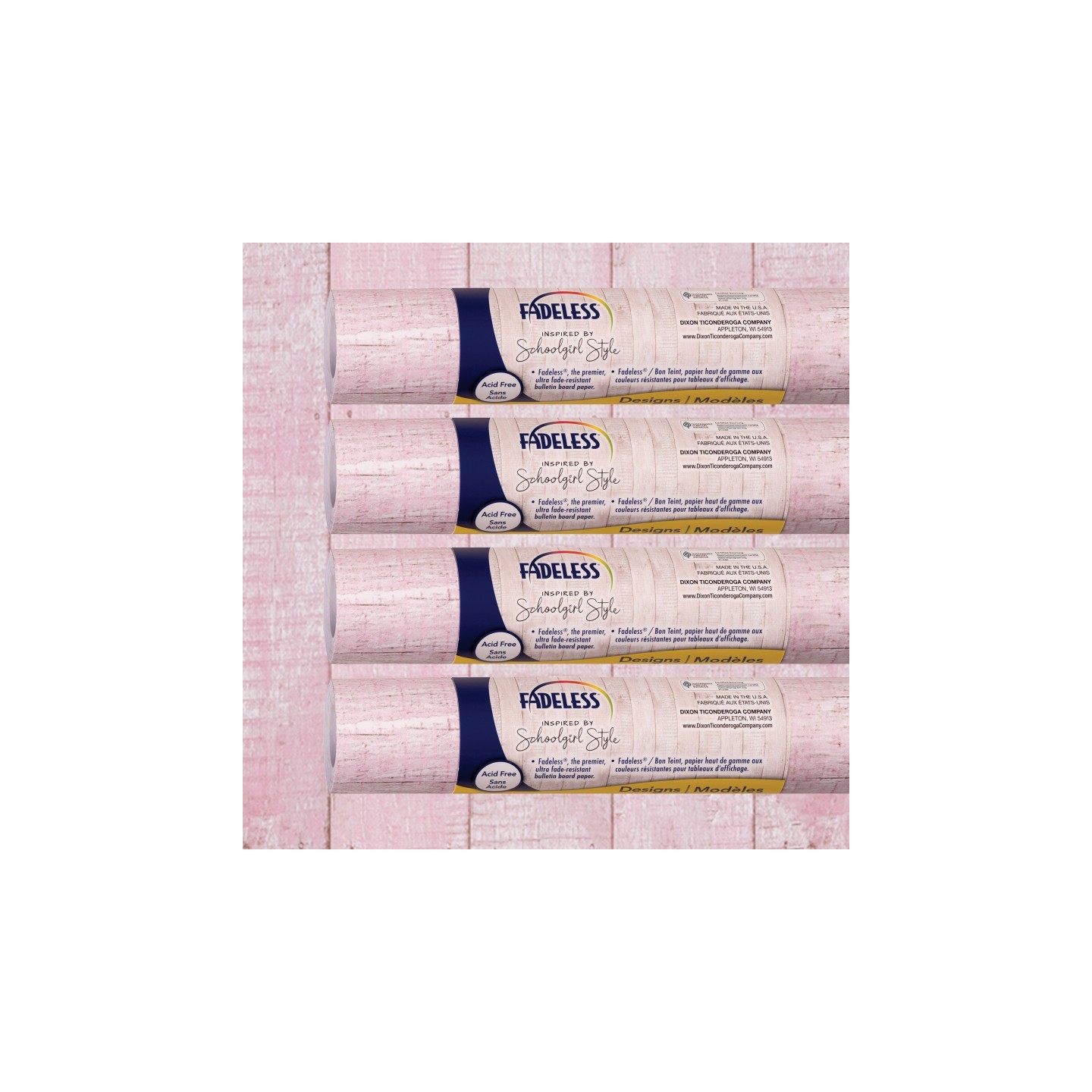 Fadeless® Schoolgirl Style Bulletin Board Paper, 48" x 12', Southern Charm in Pink, 4 Rolls