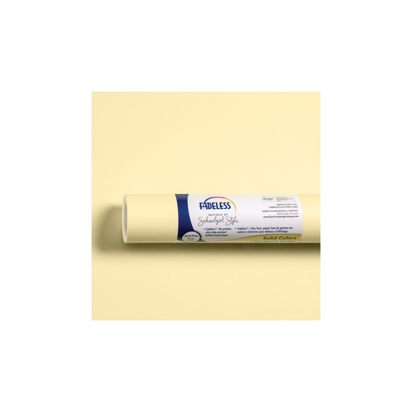 Fadeless® Schoolgirl Style Bulletin Board Paper, 48" x 50', Lemon Drop