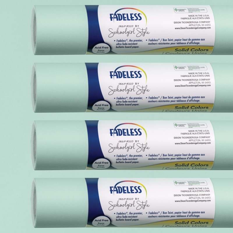 Fadeless® Schoolgirl Style Bulletin Board Paper, 48" x 12', Mint to Be, 4 Rolls