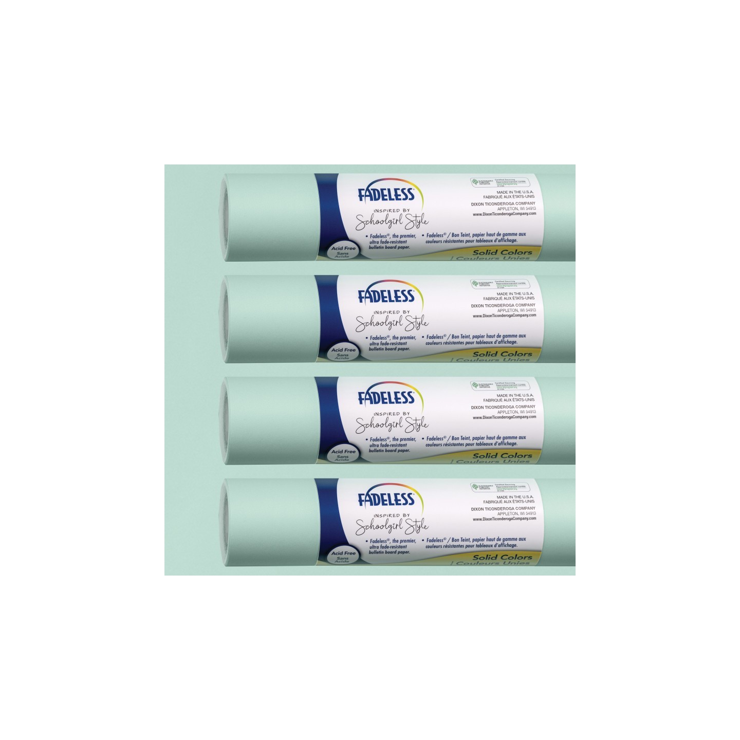 Fadeless® Schoolgirl Style Bulletin Board Paper, 48" x 12', Mint to Be, 4 Rolls