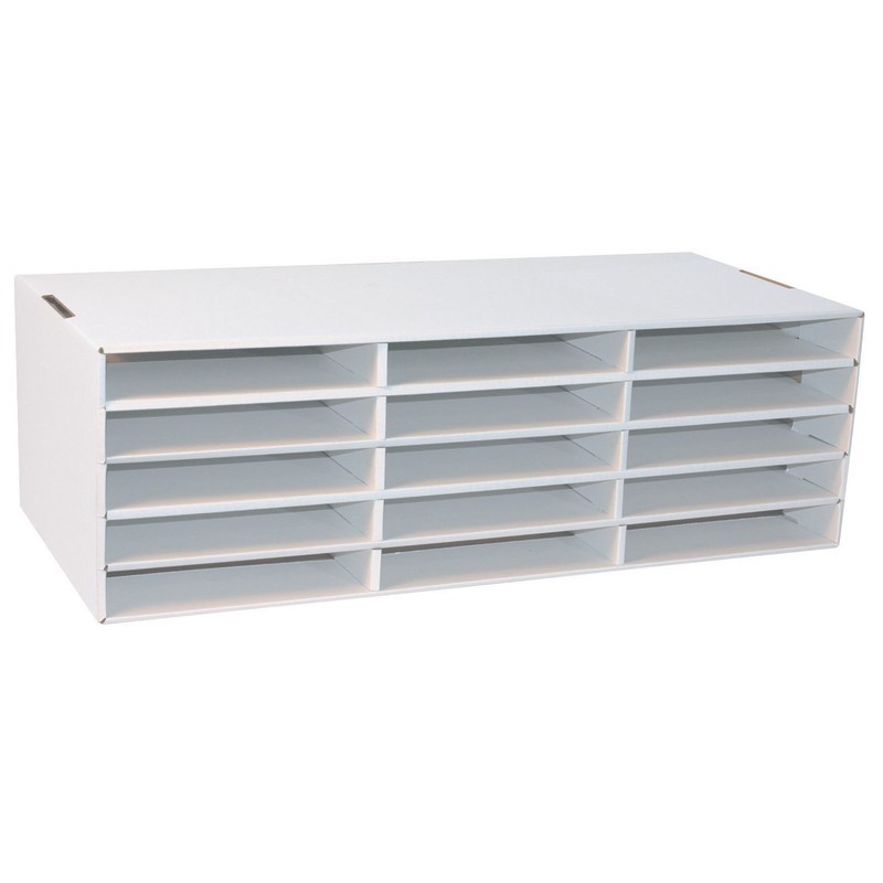 Classroom Keepers® 9" x 12" Construction Paper Storage, 15-Slot, White, 9-3/8"H x 29-1/4"W x 12-7/8"D