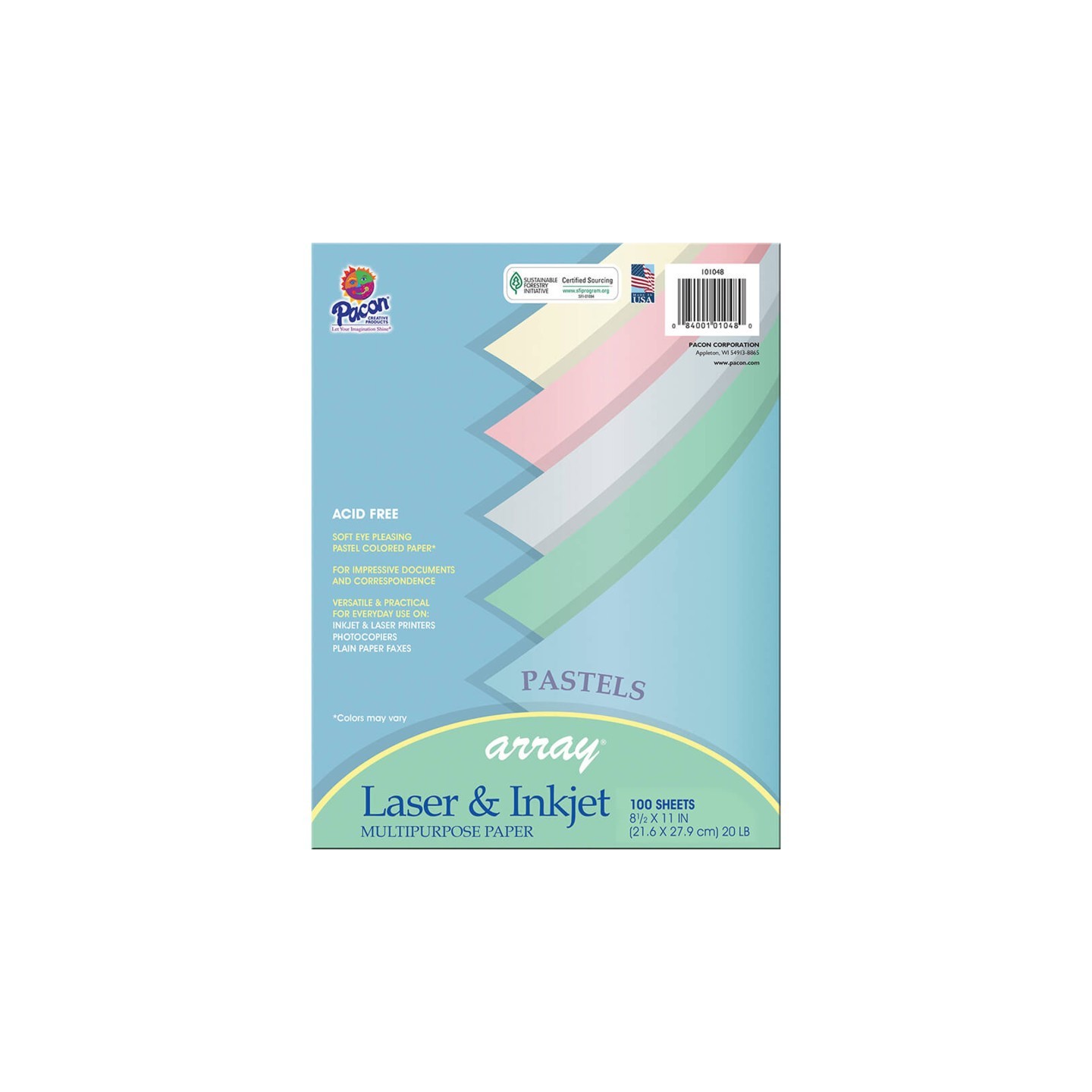 Pacon® Pastel Multi-Purpose Paper, 5 Assorted Colors, 20 lb., 8-1/2" x 11", 100 Sheets