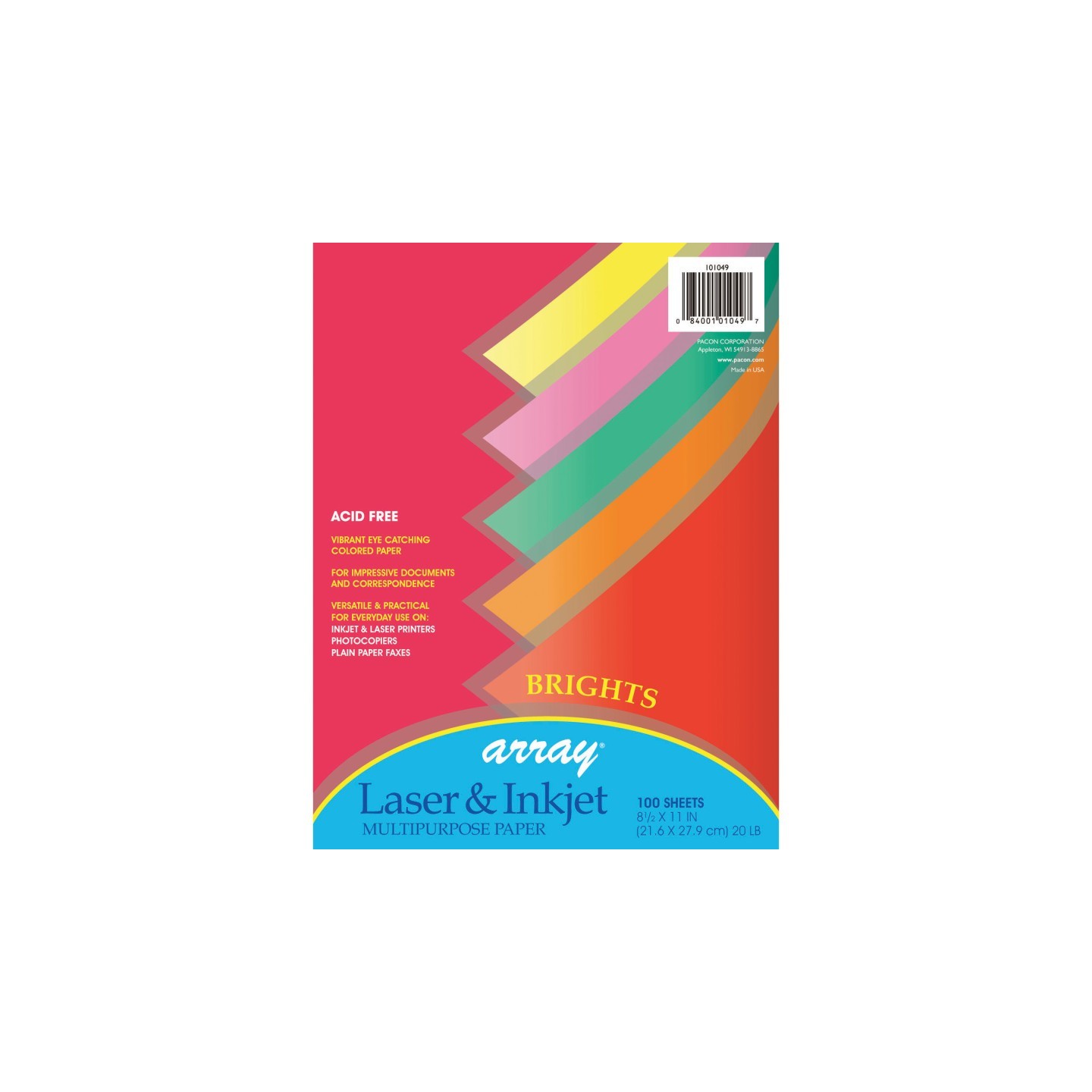 Pacon® Bright Multi-Purpose Paper, 5 Assorted Colors, 20 lb., 8-1/2" x 11", 100 Sheets