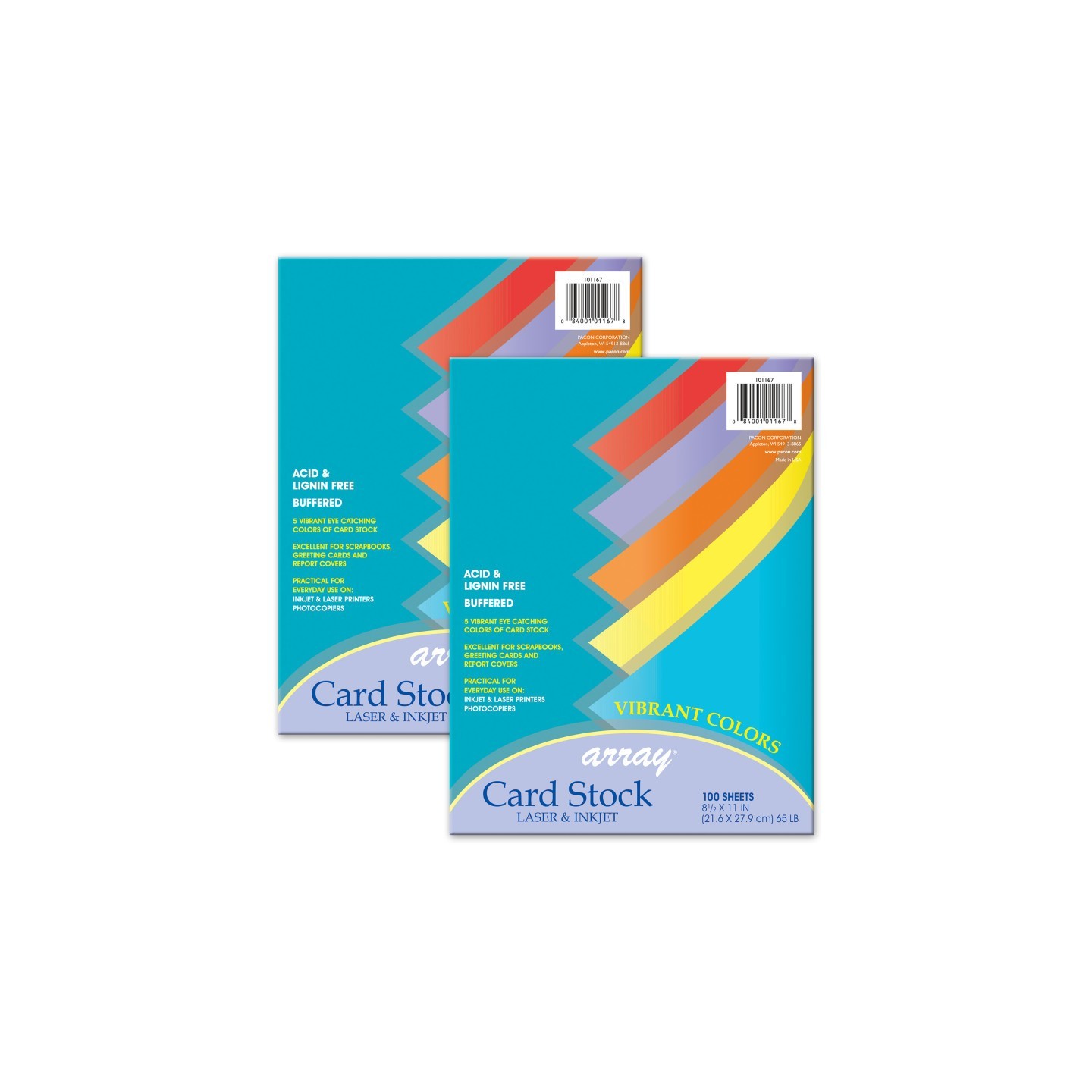 Pacon® Vibrant Card Stock, 5 Assorted Colors, 8-1/2" x 11", 100 Sheets Per Pack, 2 Packs