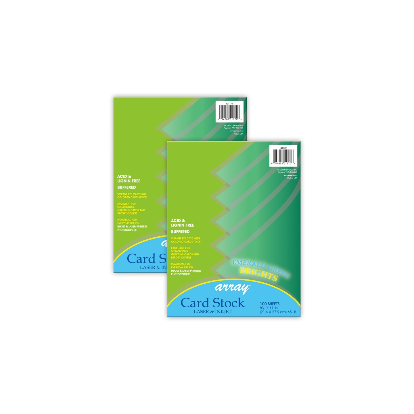Pacon® Card Stock, Emerald Green, 8-1/2" x 11", 100 Sheets Per Pack, 2 Packs