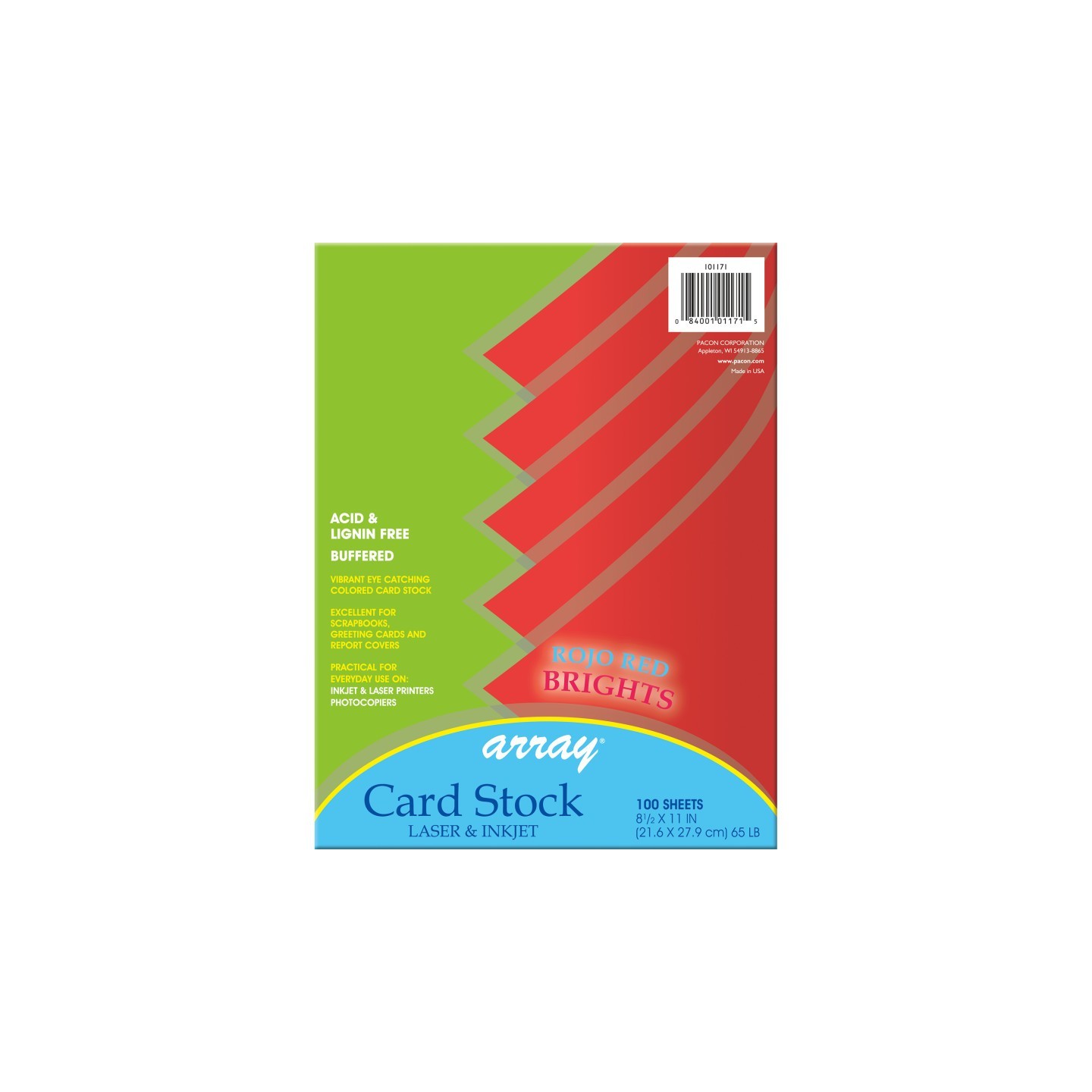 Pacon® Card Stock, Rojo Red, 8-1/2" x 11", 100 Sheets