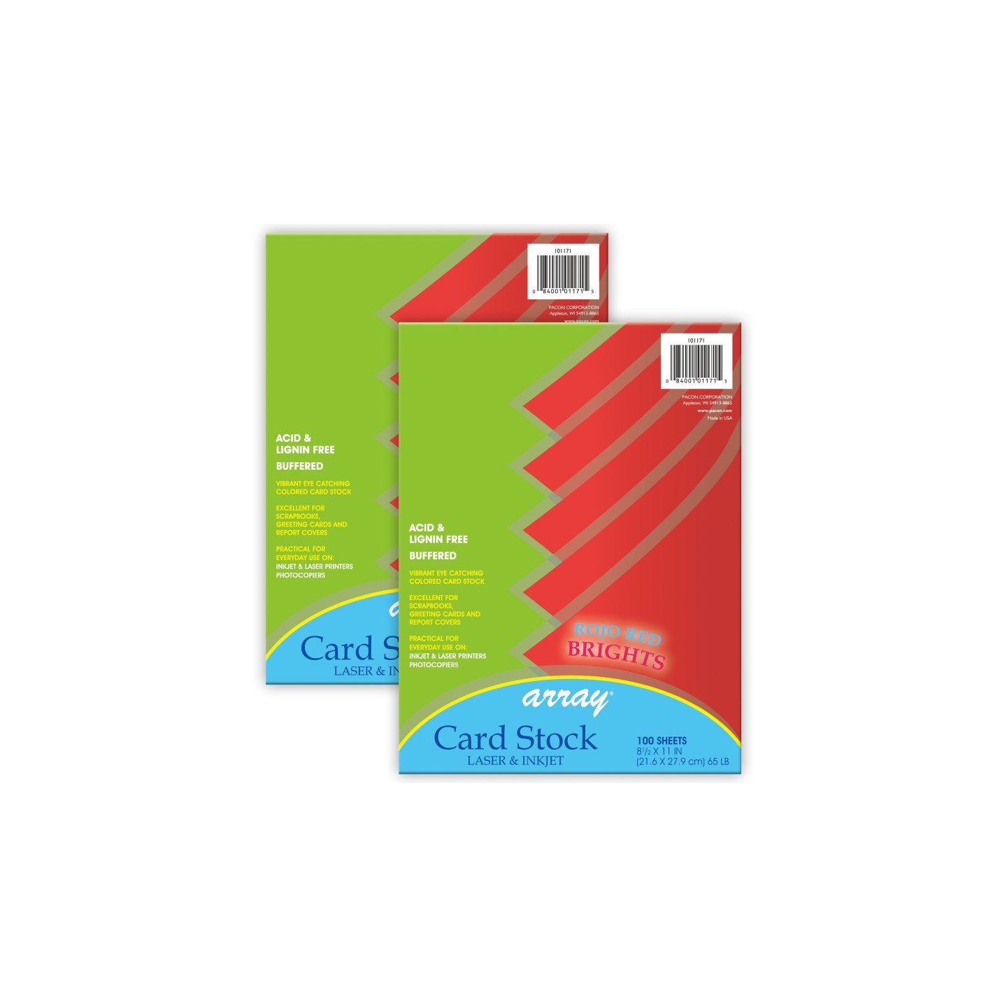 Pacon® Card Stock, Rojo Red, 8-1/2" x 11", 100 Sheets Per Pack, 2 Packs