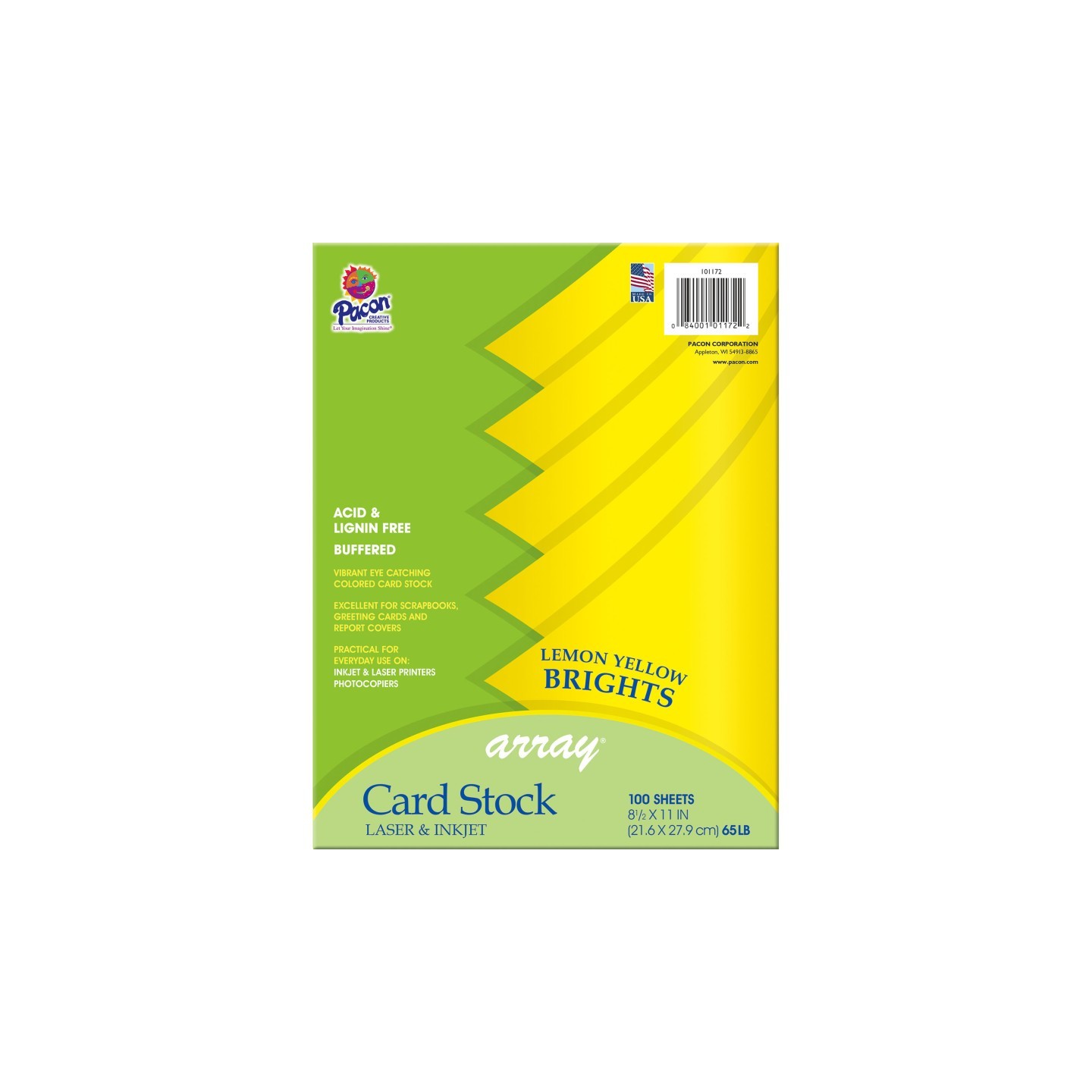 Pacon® Card Stock, Lemon Yellow, 8-1/2" x 11", 100 Sheets