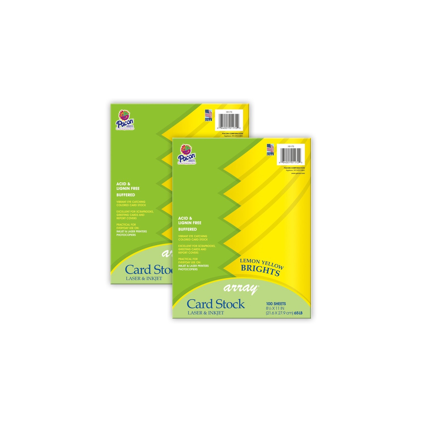 Pacon® Card Stock, Lemon Yellow, 8-1/2" x 11", 100 Sheets Per Pack, 2 Packs