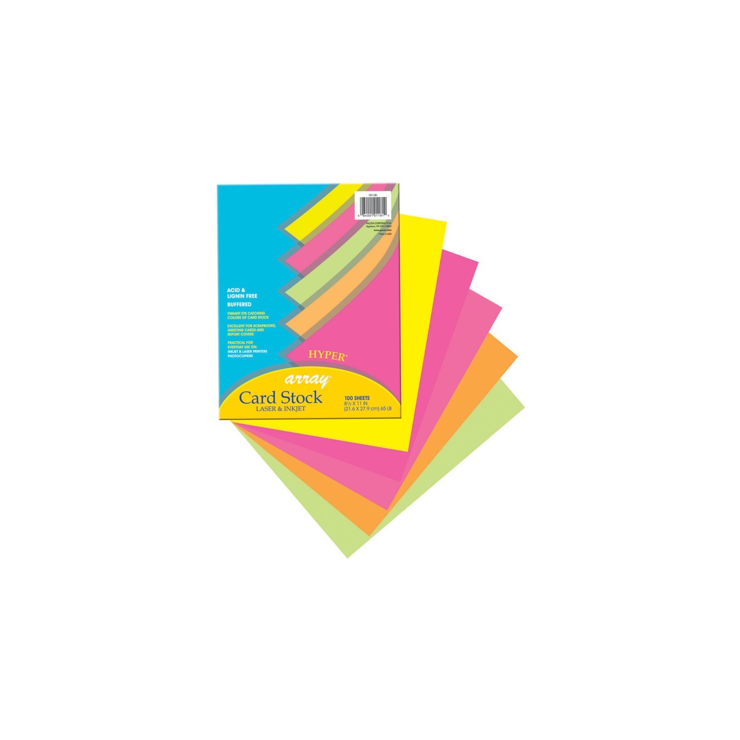 Pacon® Hyper Card Stock, 5 Assorted Colors, 8-1/2" x 11", 100 Sheets
