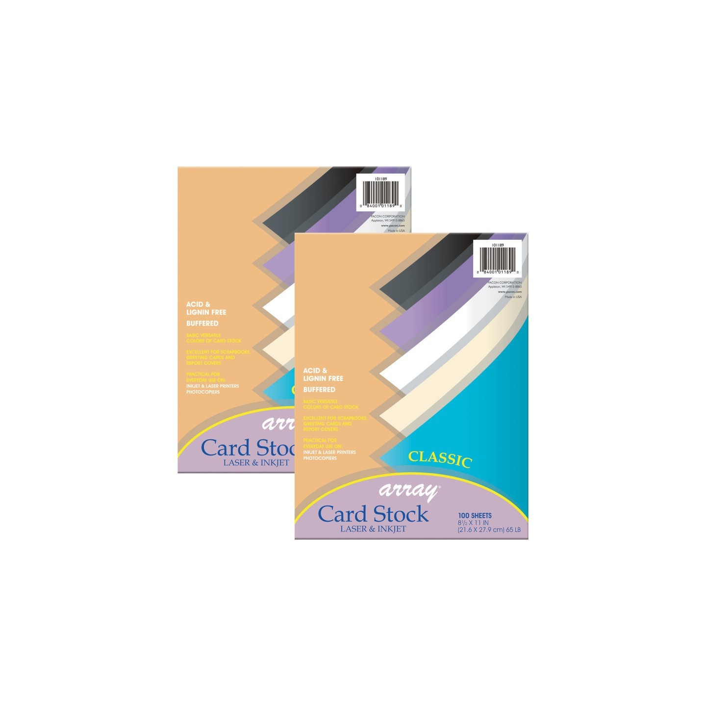 Pacon® Classic Card Stock, 5 Assorted Colors, 8-1/2" x 11", 100 Sheets Per Pack, 2 Packs