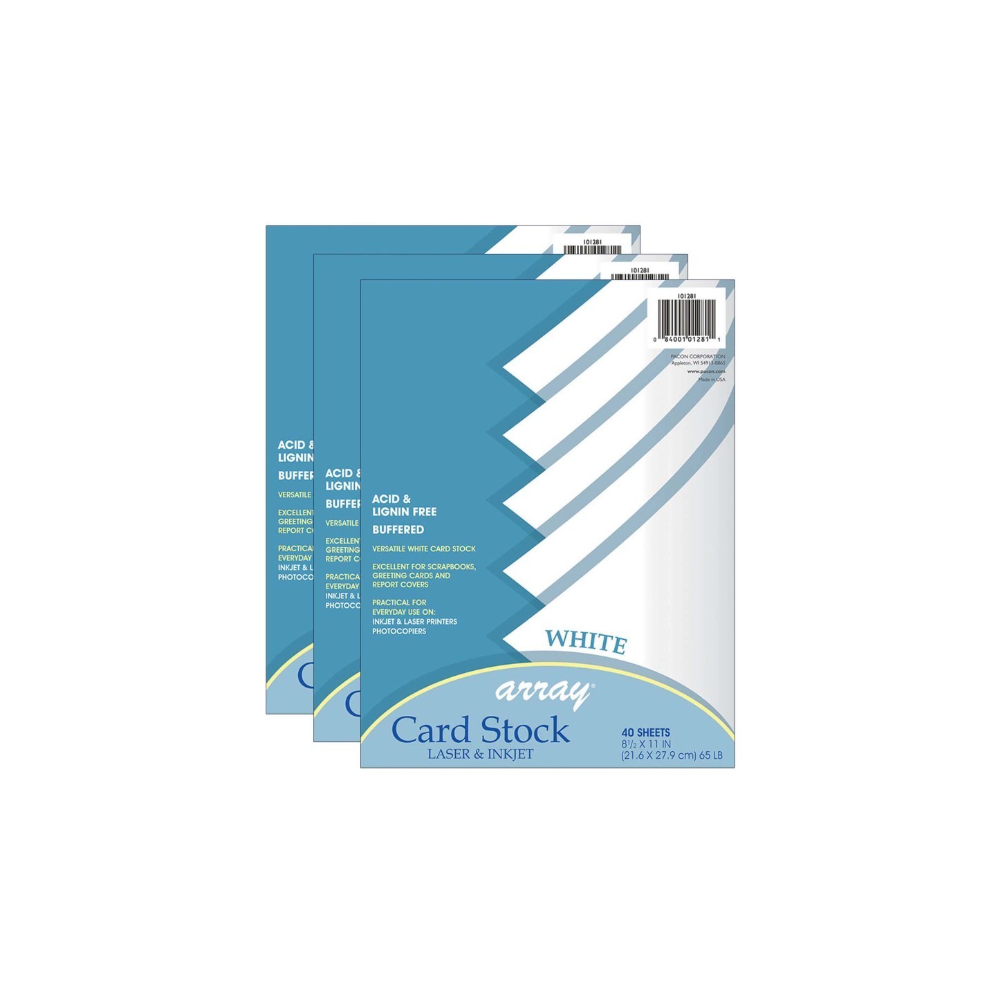 Pacon® Card Stock, White, 8-1/2" x 11", 40 Sheets Per Pack, 3 Packs
