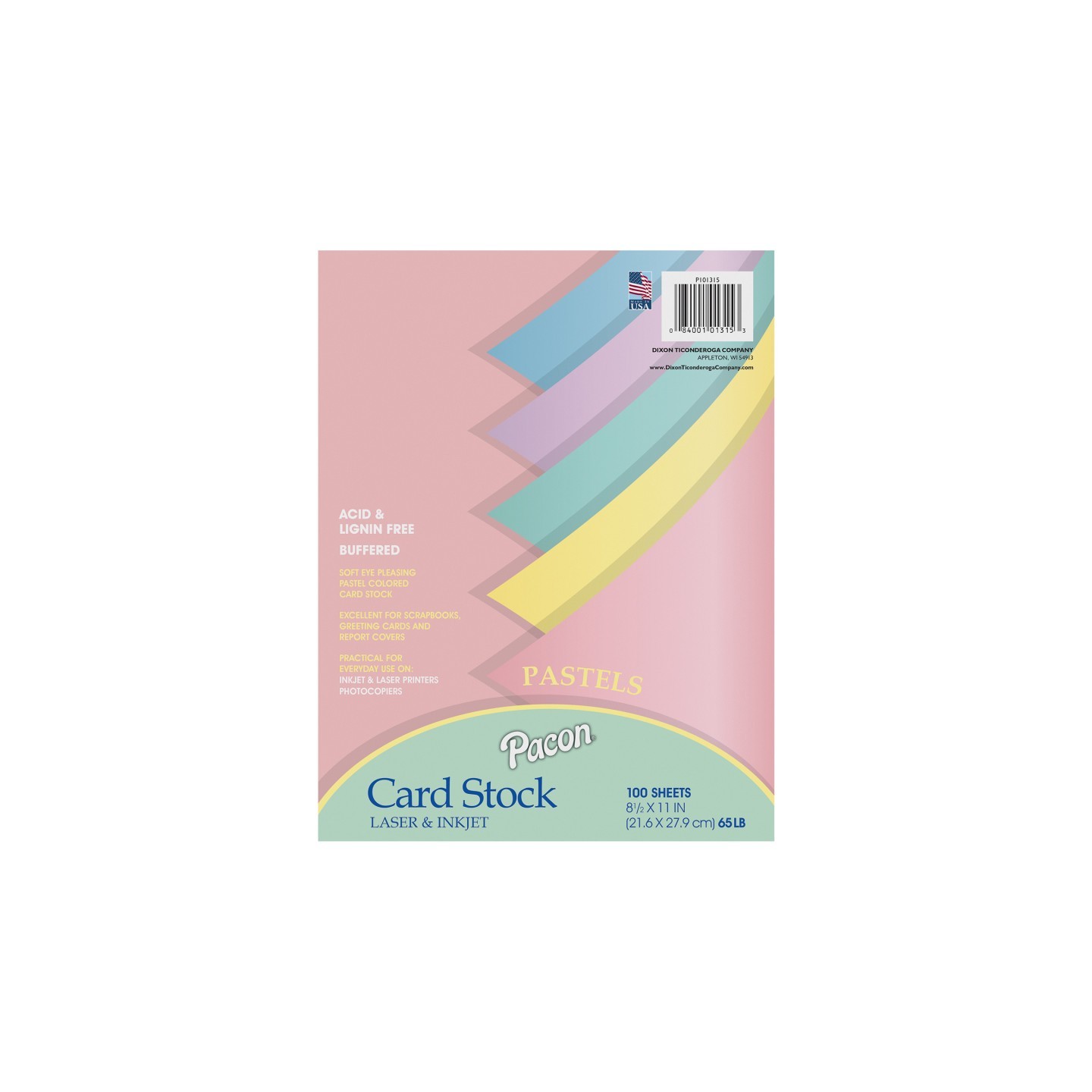 Pacon® Pastel Card Stock, 5 Assorted Colors, 8-1/2" x 11", 100 Sheets