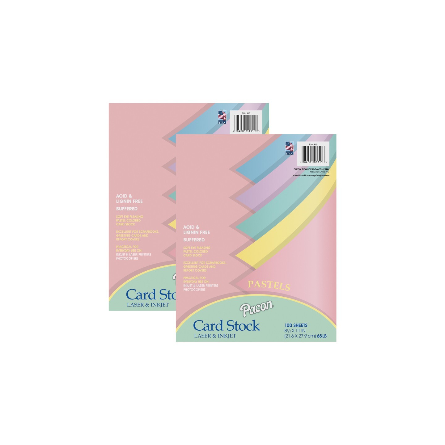 Pacon® Pastel Card Stock, 5 Assorted Colors, 8-1/2" x 11", 100 Sheets Per Pack, 2 Packs