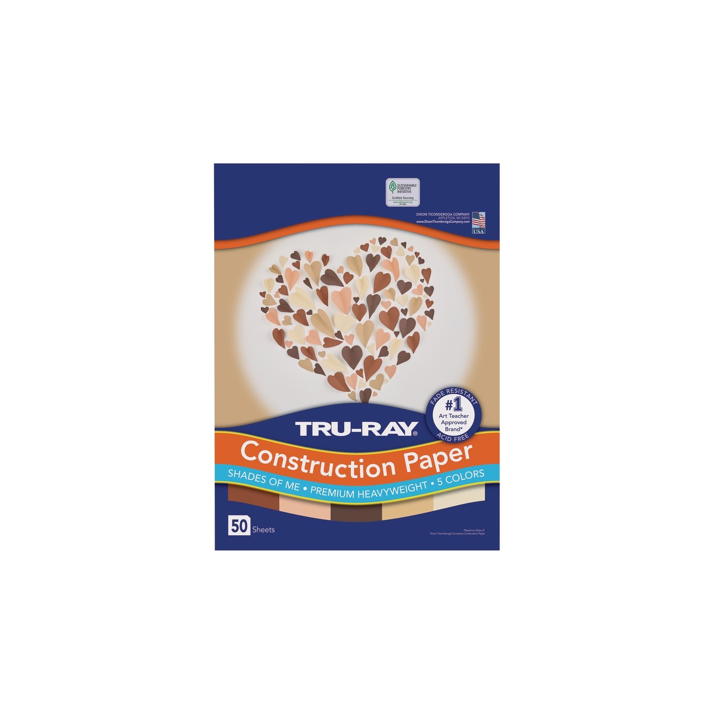 Tru-Ray® Shades of Me Construction Paper, Heavyweight, 5 Assorted Skin Tone Colors, 9" x 12", 50 Sheets