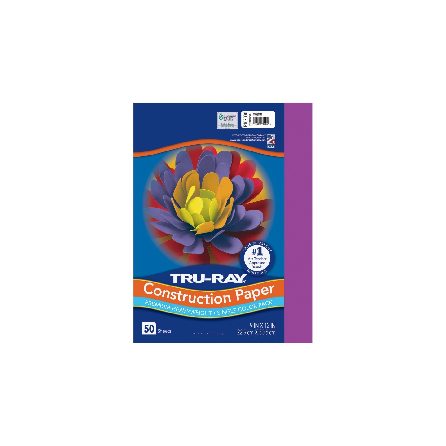 Tru-Ray® Construction Paper, Heavyweight, Magenta, 9" x 12", 50 Sheets