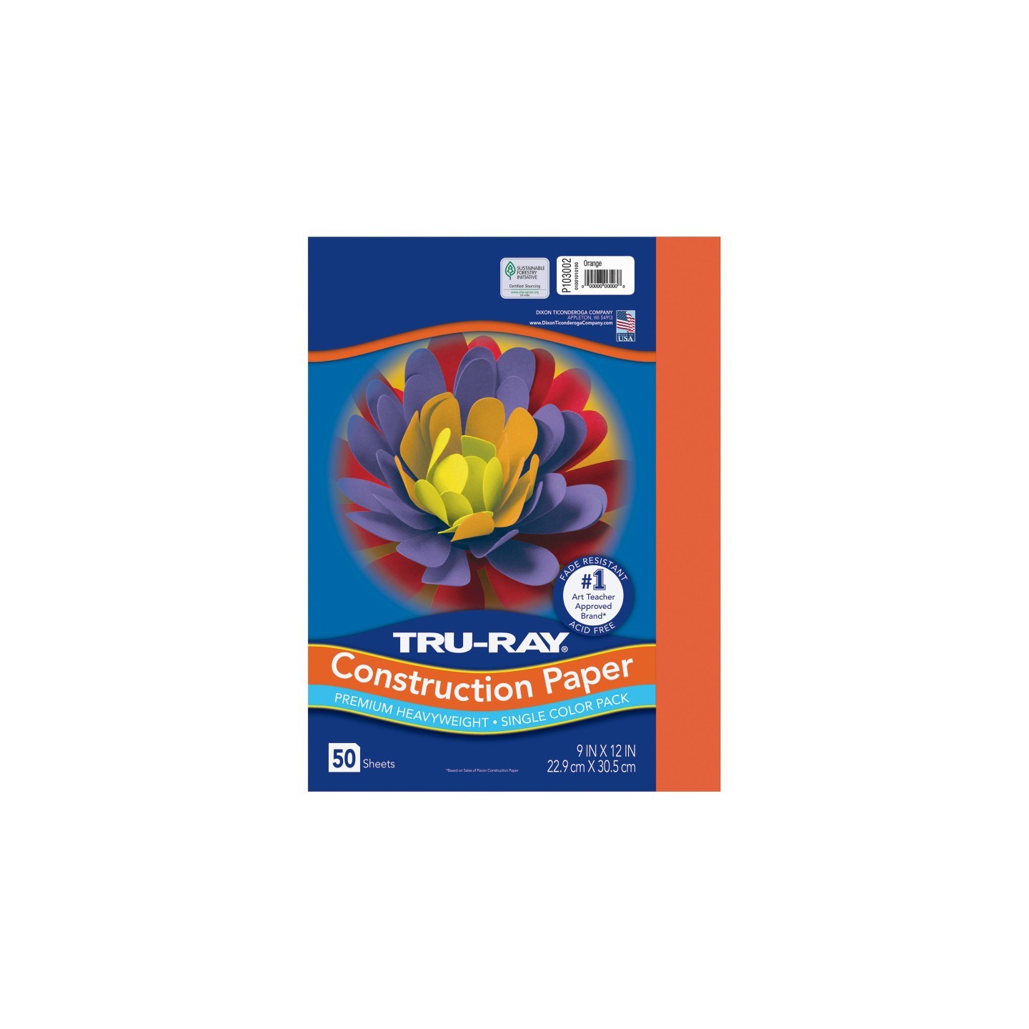 Tru-Ray® Construction Paper, Heavyweight, Orange, 9" x 12", 50 Sheets