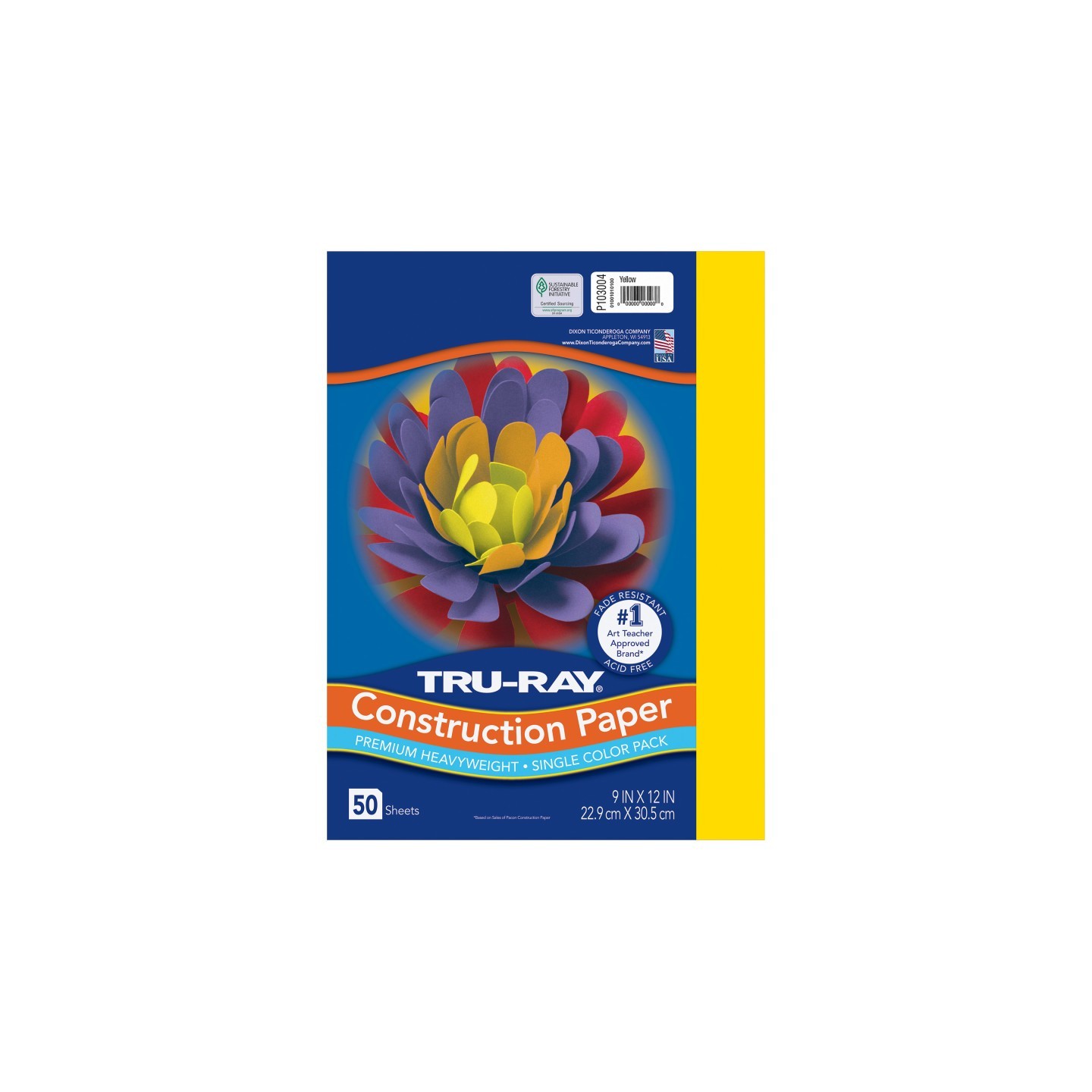 Tru-Ray® Construction Paper, Heavyweight, Yellow, 9" x 12", 50 Sheets