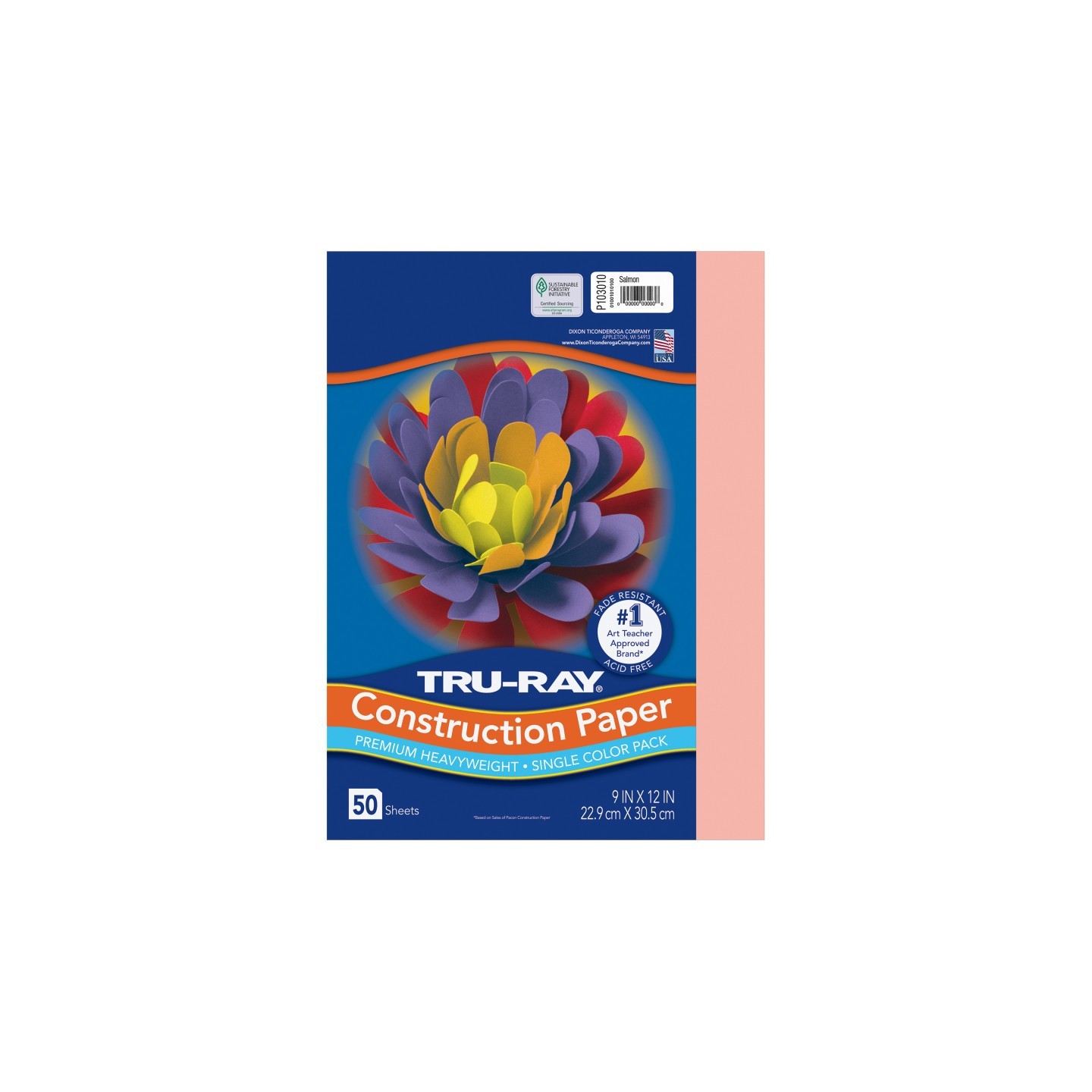 Tru-Ray® Construction Paper, Heavyweight, Salmon, 9" x 12", 50 Sheets