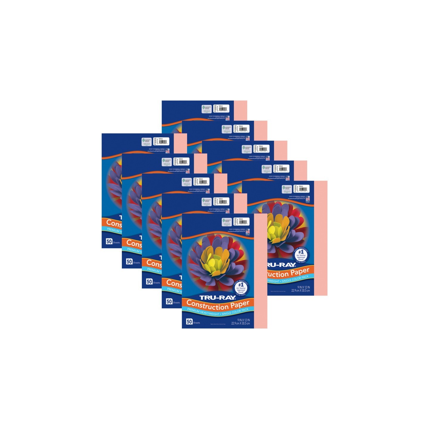 Tru-Ray® Construction Paper, Heavyweight, Salmon, 9" x 12", 50 Sheets Per Pack, 10 Packs