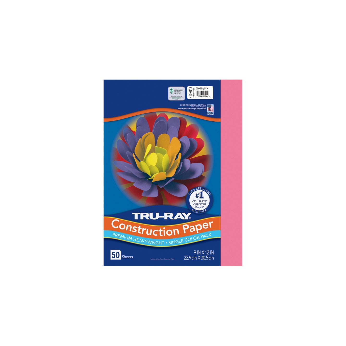 Tru-Ray® Construction Paper, Heavyweight, Shocking Pink, 9" x 12", 50 Sheets