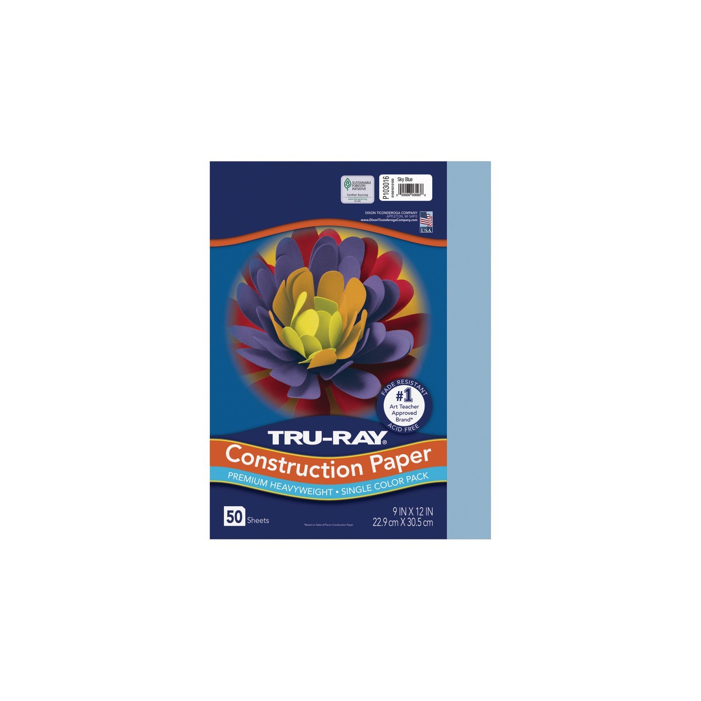Tru-Ray® Construction Paper, Heavyweight, Sky Blue, 9" x 12", 50 Sheets