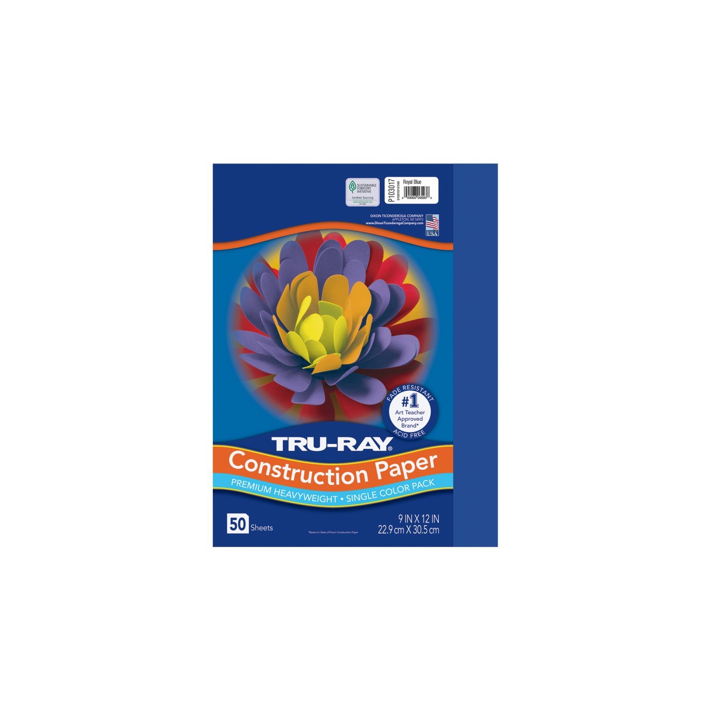 Tru-Ray® Construction Paper, Heavyweight, Royal Blue, 9" x 12", 50 Sheets