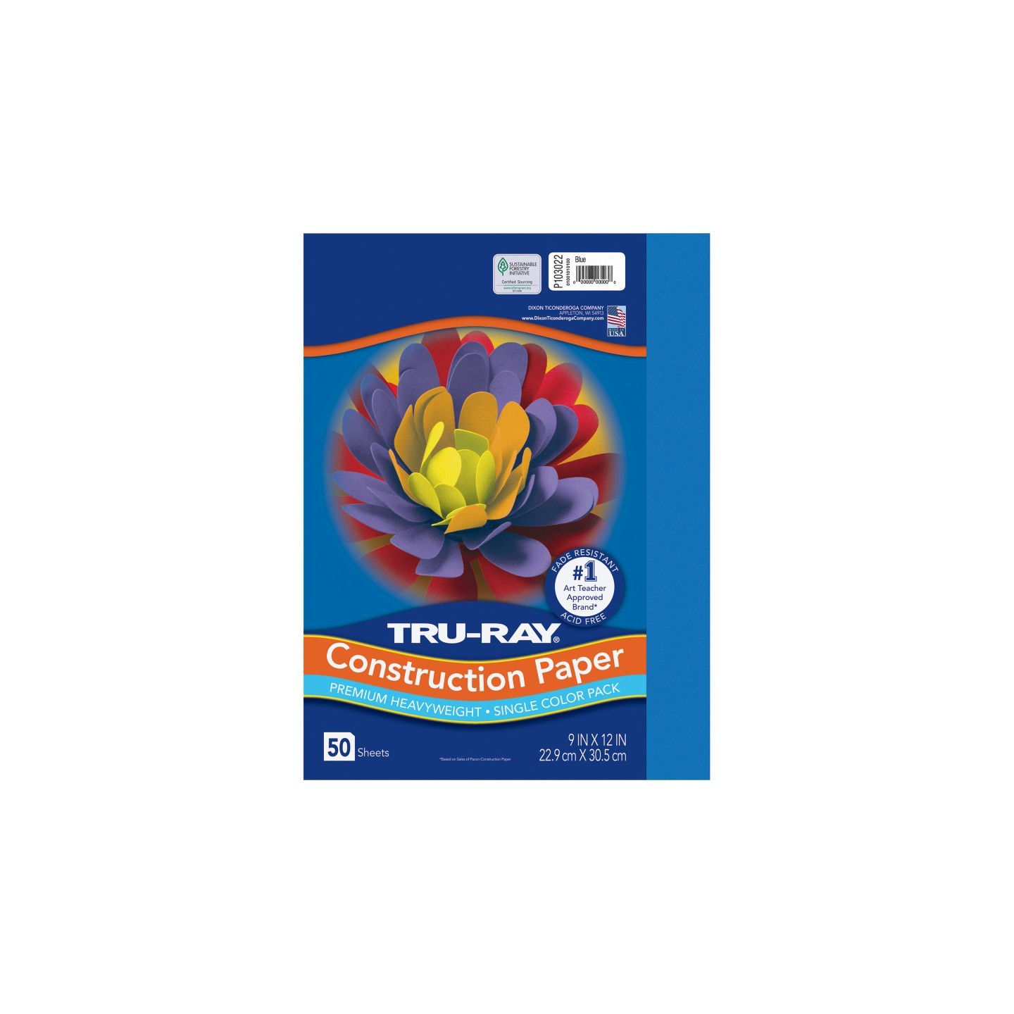 Tru-Ray® Construction Paper, Heavyweight, Blue, 9" x 12", 50 Sheets