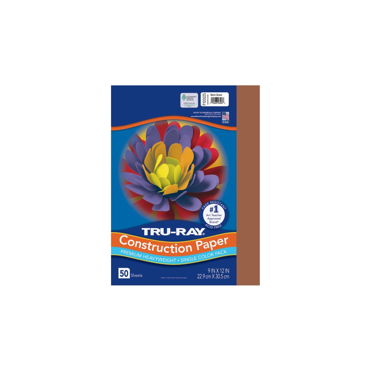 Tru-Ray® Construction Paper, Heavyweight, Warm Brown, 9" x 12", 50 Sheets
